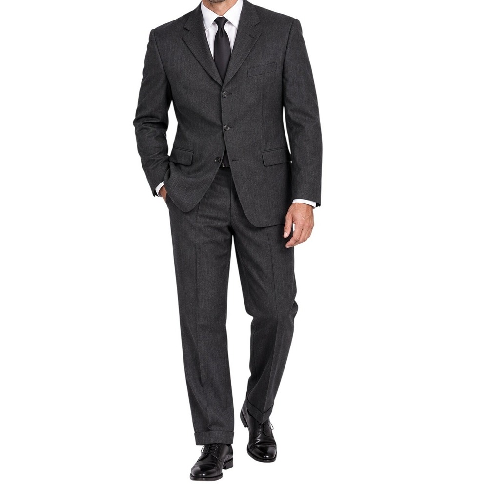 Bachrach Charcoal Grey Wool Blend 3 Button Suit And Pants Men's 42 Regular